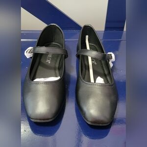 Black Mary Jane Flats with Strap